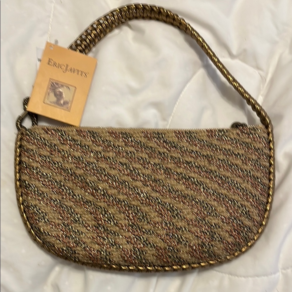 Eric Javits Brown and Gold Shoulder Bag